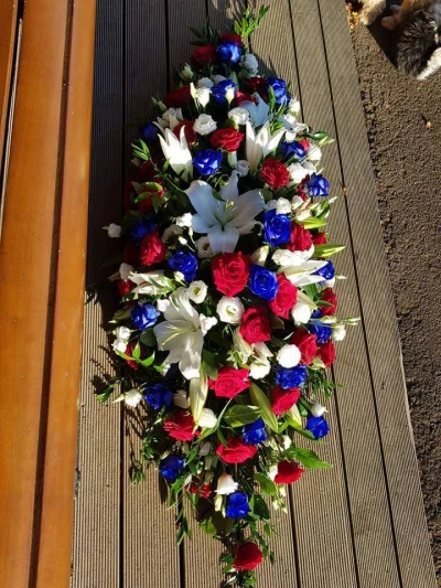 Red, white and blue coffin spray - Beautiful red white and blue coffin spray