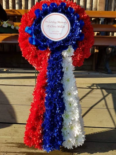 Rosette - <p>Beautiful championship colours rosette.
Prices start from £120 please call us to discuss your requirements.